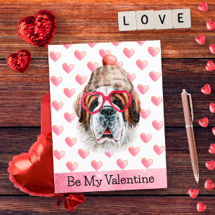 Grappige Sint Bernard Wees Mijn Valentijn Hond Val Feestdagenkaart