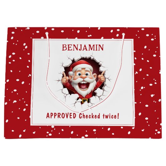 Grappige Sinterklaas doorbreken Naam Kerstmis Groot Cadeauzakje (Voorkant)