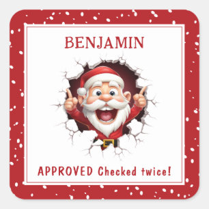 Grappige Sinterklaas doorbreken Naam Kerstmis Vierkante Sticker