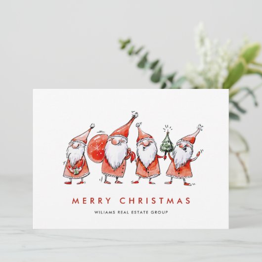 Grappige Sinterklaas Gnomes Kerstmis Corporate Feestdagenkaart (Staand voorkant)