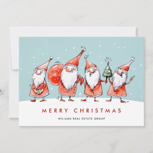 Grappige Sinterklaas Gnomes Kerstmis Corporate Feestdagenkaart (Voorkant)