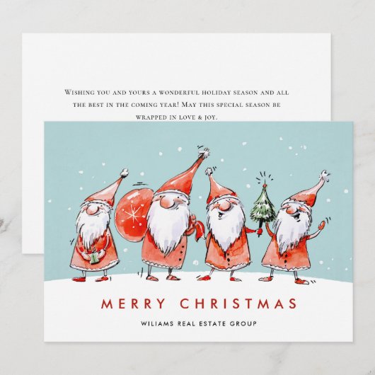 Grappige Sinterklaas Gnomes Kerstmis Corporate Feestdagenkaart (Voorkant / Achterkant)