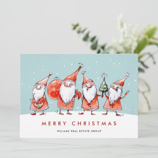 Grappige Sinterklaas Gnomes Kerstmis Corporate Feestdagenkaart (Staand voorkant)
