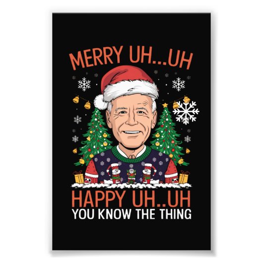 Grappige Sinterklaas Joe Biden Prettig Uh Uh Kerst Foto Afdruk (Voorkant)