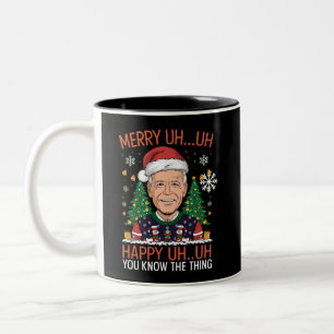 Grappige Sinterklaas Joe Biden Prettig Uh Uh Kerst Tweekleurige Koffiemok