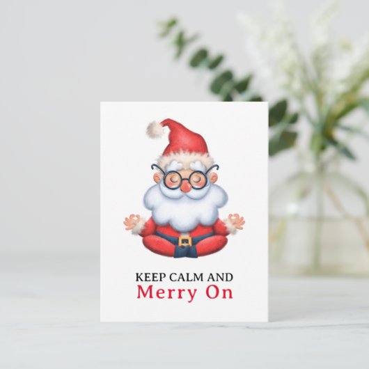 Grappige Sinterklaas mediteren Blijf kalm en vroli Briefkaart (Staand voorkant)
