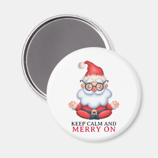 Grappige Sinterklaas mediteren Blijf kalm en vroli Magneet (Voorkant / Achterkant)