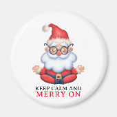 Grappige Sinterklaas mediteren Blijf kalm en vroli Magneet (Voorkant)