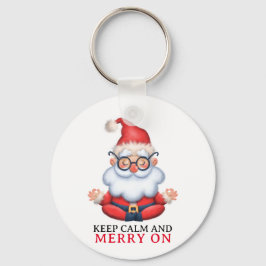 Grappige Sinterklaas mediteren Blijf kalm en vroli Sleutelhanger