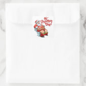 Grappige Sinterklaas Met Een Ruw Kerstmis Vierkante Sticker (Tas)