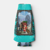 Grappige Sinterklaas met rendieren en slee Flesjeskoeler (Voorkant)