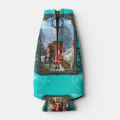 Grappige Sinterklaas met rendieren en slee Flesjeskoeler (Achterkant)
