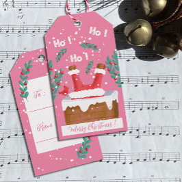 Grappige Sinterklaas Roze Kerstcadeau Tags Cadeaulabel