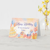 Grappige Sister verjaardagstaart Kaart (Gele Bloem)