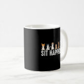 Grappige Sit Happens Coole Zithonden Koffiemok (Voorkant rechts)