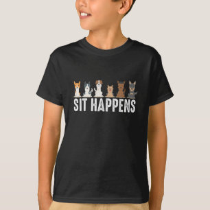 Grappige Sit Happens Coole Zittende Honden T-shirt