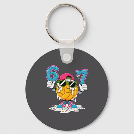 Grappige Six Drip Seven 67 Crème 6 Basketbal 7 Ik Sleutelhanger (Voorkant)