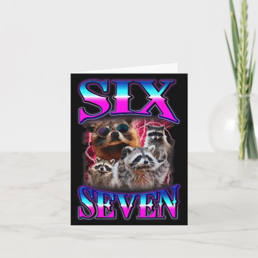 Grappige Six Seven 67 Meme 67 Wasbeer Meme Bootleg Kaart (Voorkant)