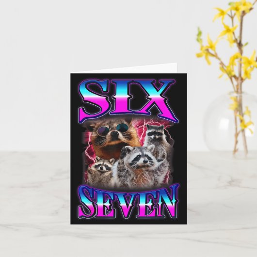 Grappige Six Seven 67 Meme 67 Wasbeer Meme Bootleg Kaart (Gele Bloem)