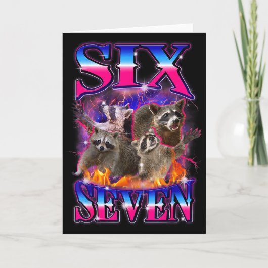 Grappige Six Seven 67 Meme 67 Wasbeer Meme Bootleg Kaart (Voorkant)