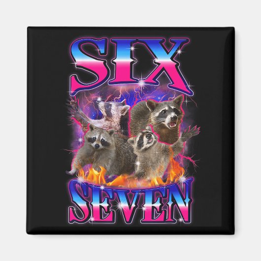 Grappige Six Seven 67 Meme 67 Wasbeer Meme Bootleg Magneet (Voorkant)