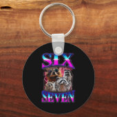Grappige Six Seven 67 Meme 67 Wasbeer Meme Bootleg Sleutelhanger (Voorkant)