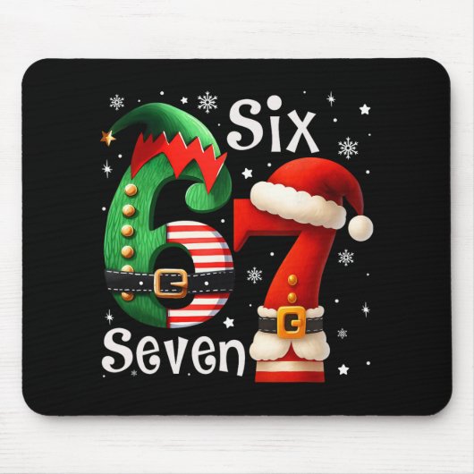 Grappige Six Seven 67 Meme 6 7 Elf Kerstman Kerstm Muismat (Voorkant)