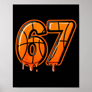 Grappige Six Seven 67 Meme Gen Alpha 67 Basketbal Poster