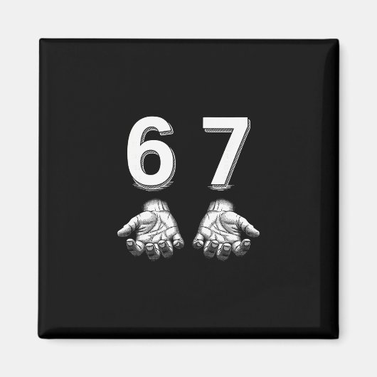 Grappige Six Seven 67 Meme Gen Alpha Slang handen Magneet (Voorkant)