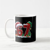 Grappige Six Seven 6 7 Meme 67 Kerstmis Rood Gerui Koffiemok (Links)