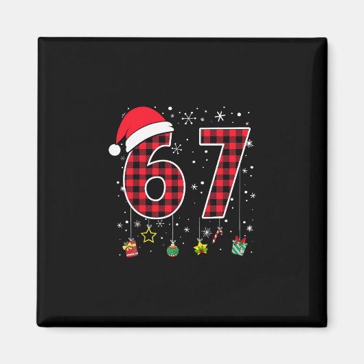 Grappige Six Seven 6 7 Meme 67 Kerstmis Rood Gerui Magneet (Voorkant)