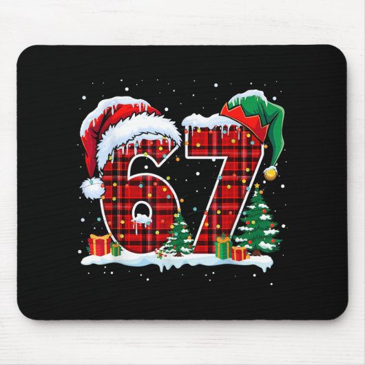 Grappige Six Seven 6 7 Meme 67 Kerstmis Rood Gerui Muismat (Voorkant)
