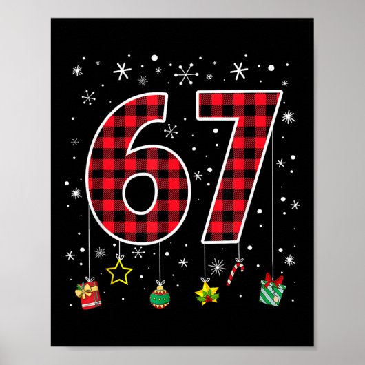 Grappige Six Seven 6 7 Meme 67 Kerstmis Rood Gerui Poster (Voorkant)