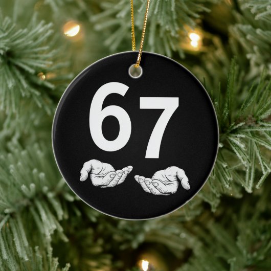 Grappige Six Seven 6 7 Meme Gen Alpha Sla jargon 6 Keramisch Ornament (Boom)