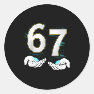 Grappige Six Seven 6 7 Meme Gen Alpha Sla Jargon 6 Ronde Sticker