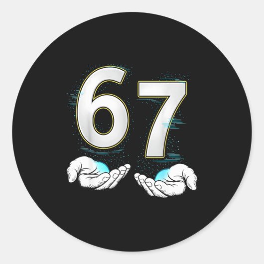 Grappige Six Seven 6 7 Meme Gen Alpha Sla Jargon 6 Ronde Sticker (Voorkant)