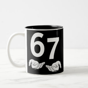 Grappige Six Seven 6 7 Meme Gen Alpha Sla Jargon 6 Tweekleurige Koffiemok
