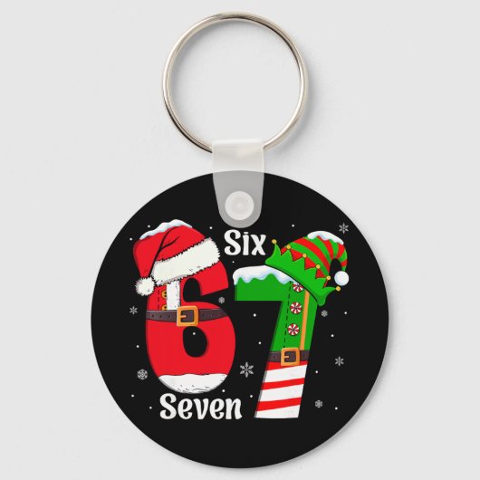 Grappige Six Seven 6 7 Meme Gen Alpha Sla Santa El Sleutelhanger (Voorkant)