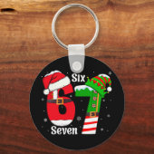 Grappige Six Seven 6 7 Meme Gen Alpha Sla Santa El Sleutelhanger (Voorkant)