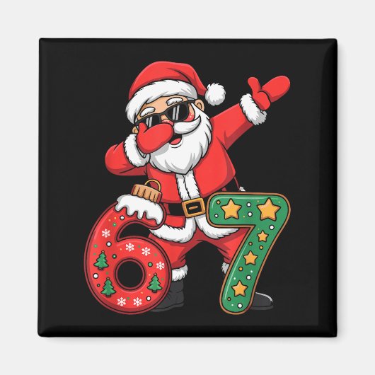 Grappige Six Seven 6 7 Meme Kerstman Dab Kerstmis Magneet (Voorkant)