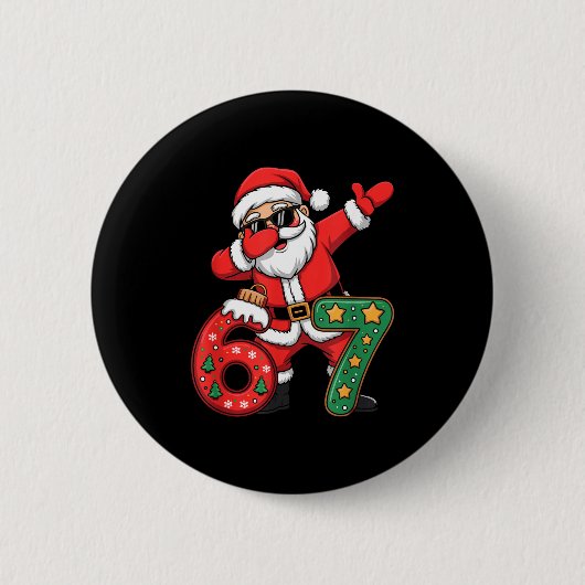 Grappige Six Seven 6 7 Meme Kerstman Dab Kerstmis Ronde Button 5,7 Cm (Voorkant)