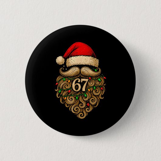 Grappige Six Seven 6 7 Meme Sinterklaard Baard Ker Ronde Button 5,7 Cm (Voorkant)