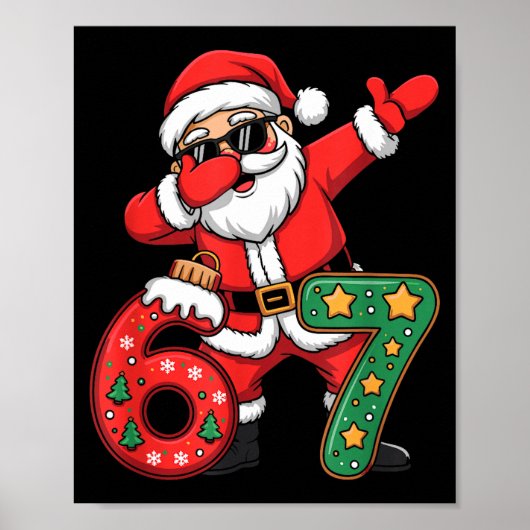Grappige Six Seven 6 7 Meme Sinterklaas Dab Kerstm Poster (Voorkant)