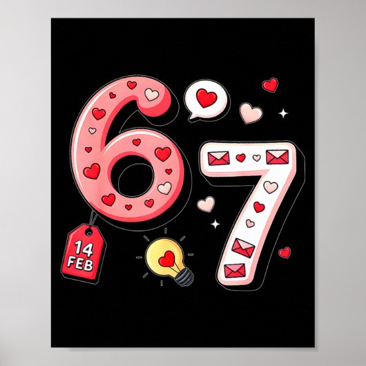 Grappige Six Seven 6 7 Valentijnsdag Gen Alpha Sla Poster (Voorkant)