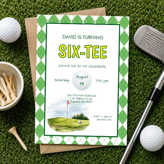 Grappige Six-tee Golf 60ste Verjaardag Kaart
