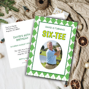 Grappige Six-tee Golf 60ste Verjaardag Uitnodiging Briefkaart