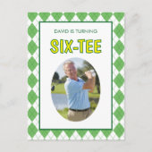 Grappige Six-tee Golf 60ste Verjaardag Uitnodiging Briefkaart (Voorkant)