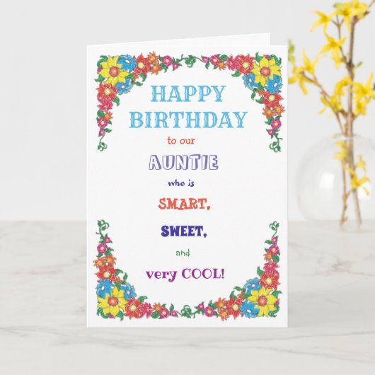 Grappige Sjabloon voor de verjaardag van tante (Gele Bloem)