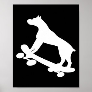 Grappige skateboard Boxer Hond Skateboard Skater Poster