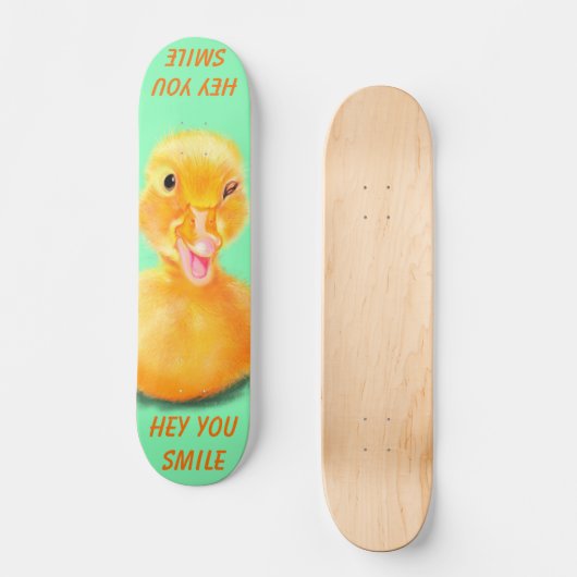 Grappige Skateboard Happy Duck Aangepaste Tekst en (Voorkant)